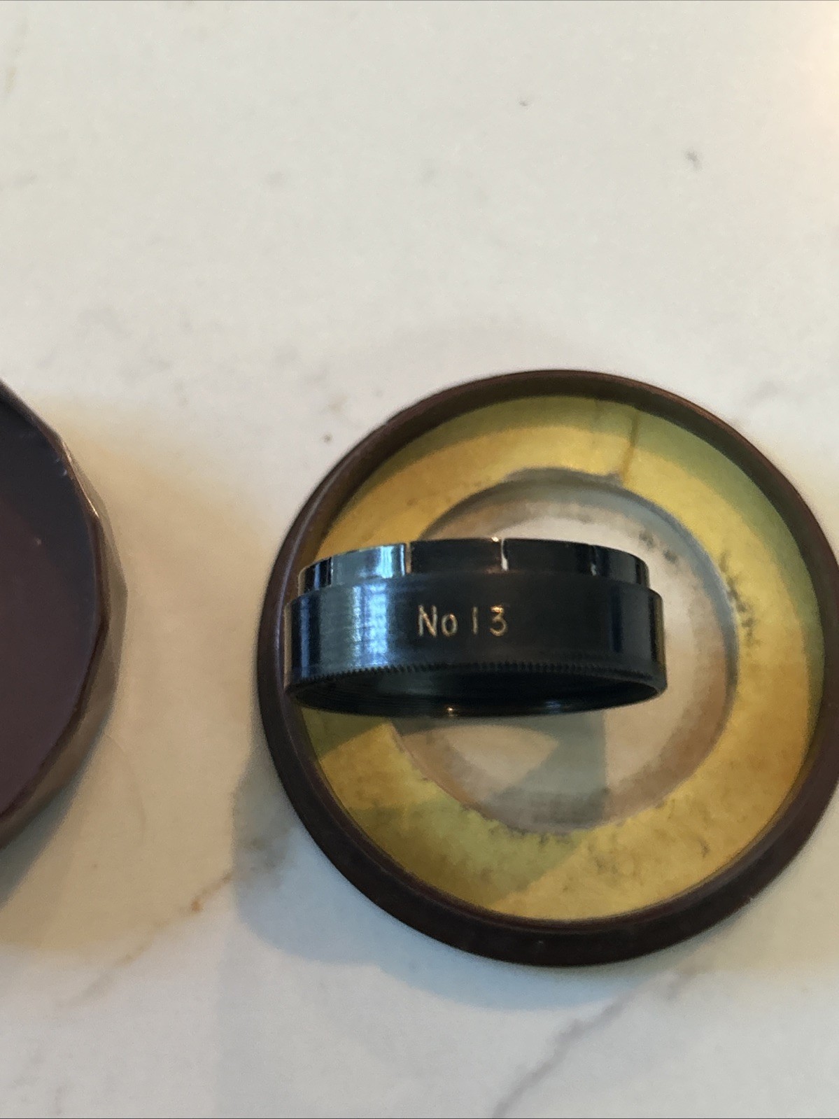 VINTAGE KENKO BAKELITE BROWN 45 MM YELLOW FILTER HOLDER & ECKO FILTER