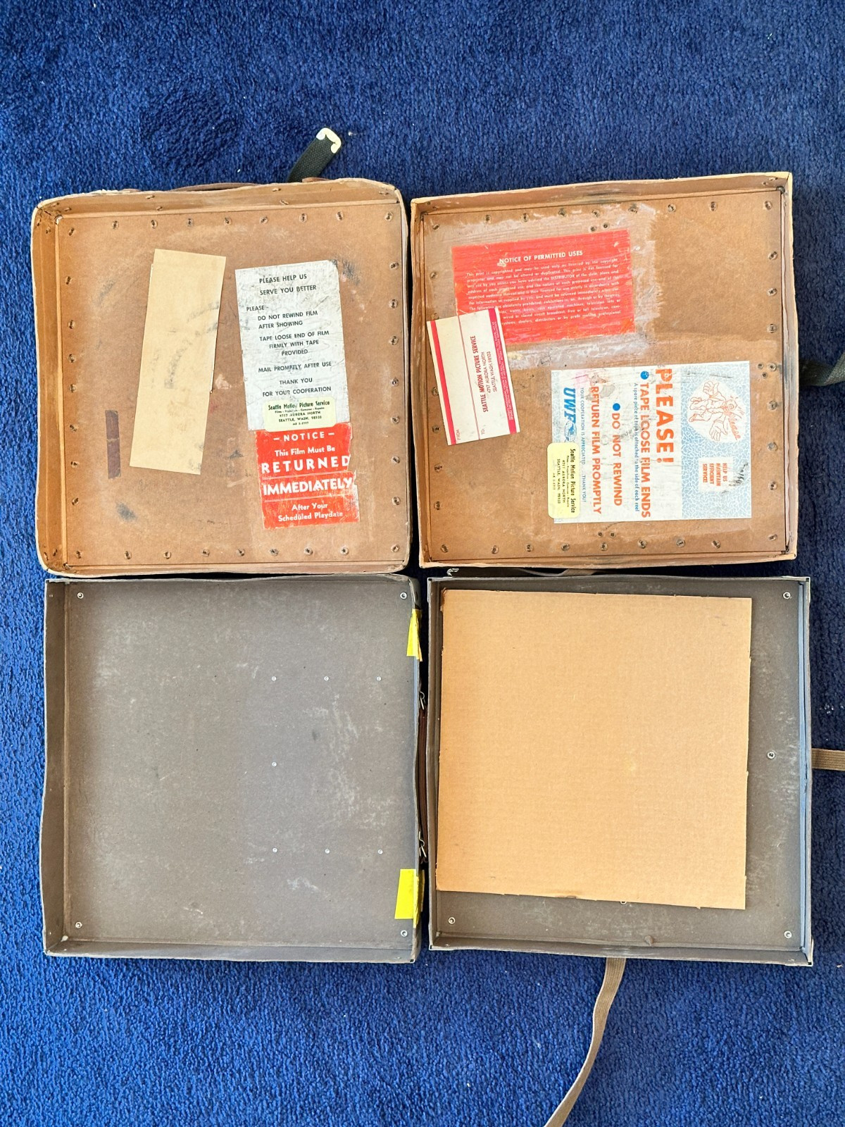 Vintage 16mm Film Reel Canister Case Mailer Box W/ Metal Edges