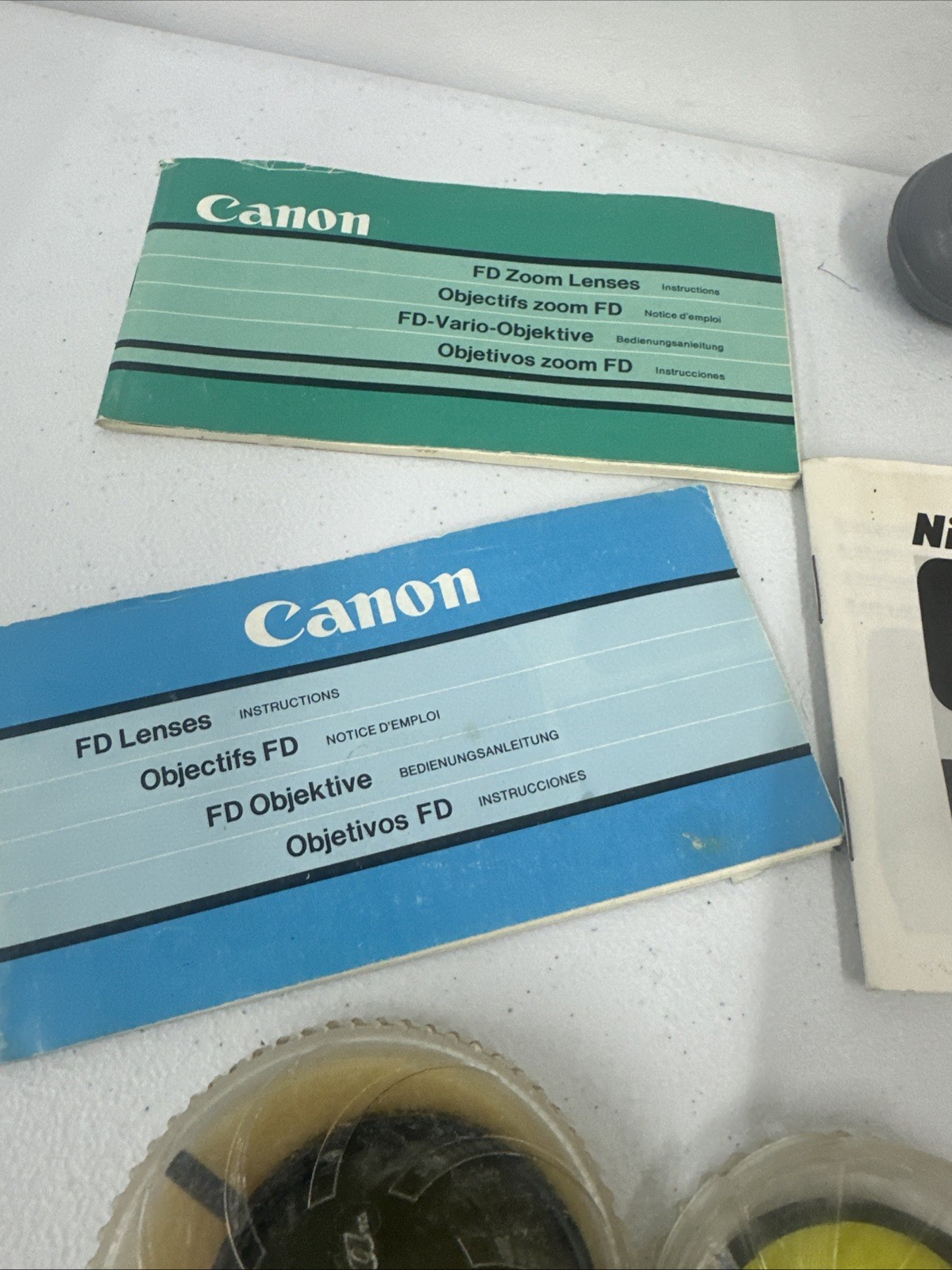 Vintage Camera Parts Accessories Canon Nikon Filters Caps Manuals Hoya Tiffin