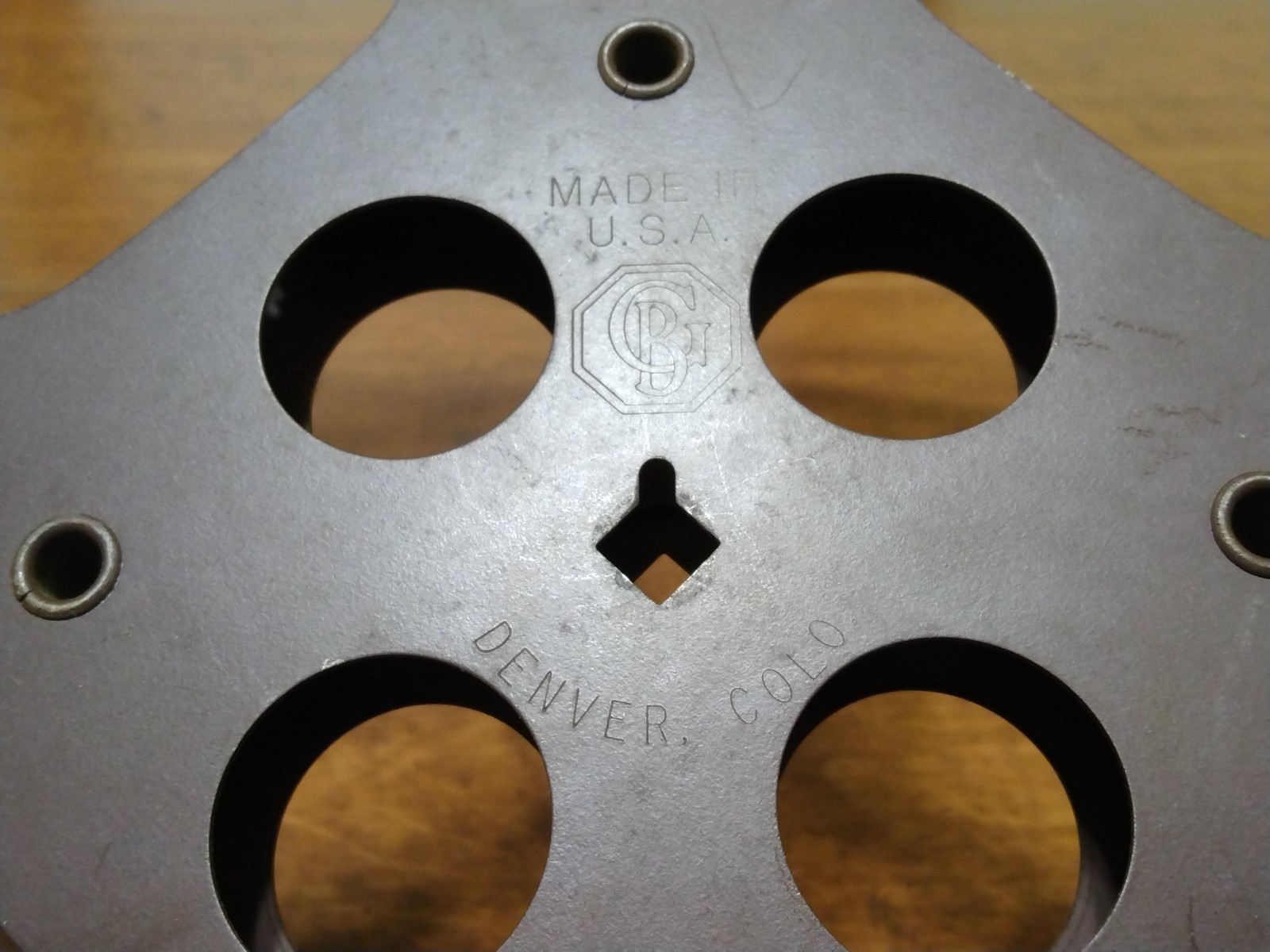VTG Metal Film Reel Goldberg Bros Large 2000′ 600m 16mm Slotted Retro Rare