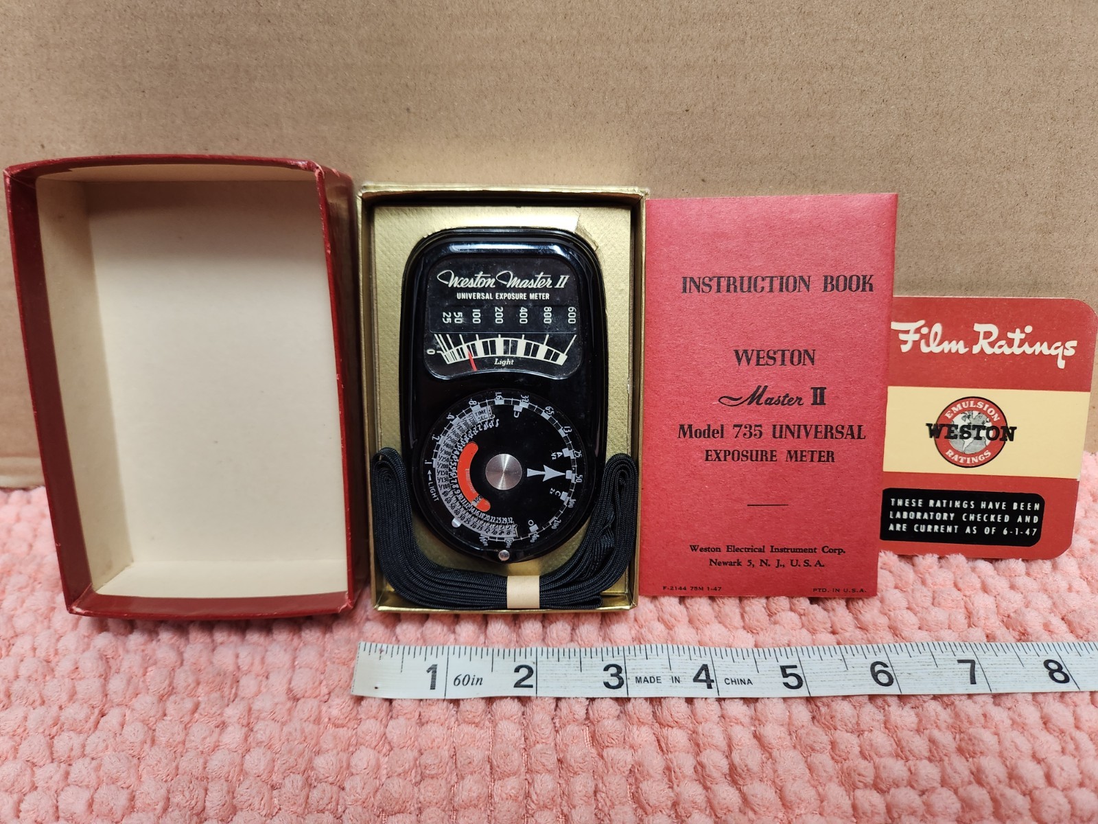 VTG 1940s Weston Master II Model 735 Exposure Meter w/ Manual & Box