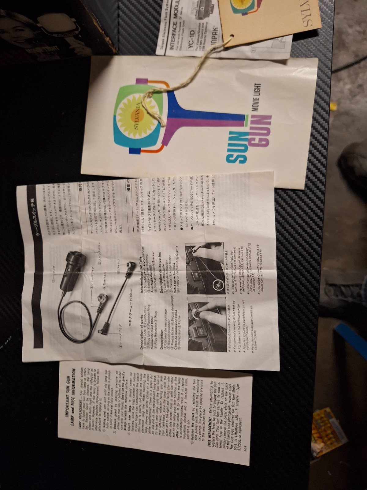 Vintage Sylvania Sun Gun Movie Light SG-1 Tested Works Complete W/ Papersguides