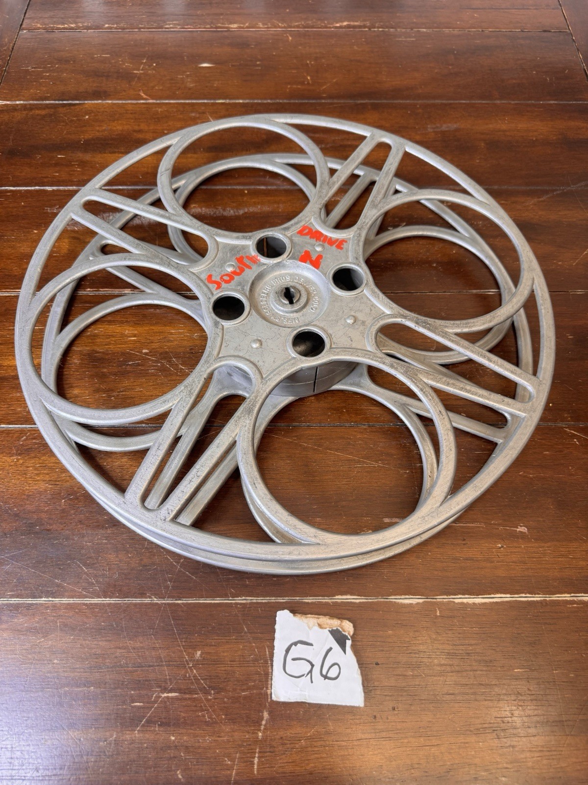 Goldberg Bros Denver CO 35mm Cast Aluminum Movie Film House Reel 2000 Ft