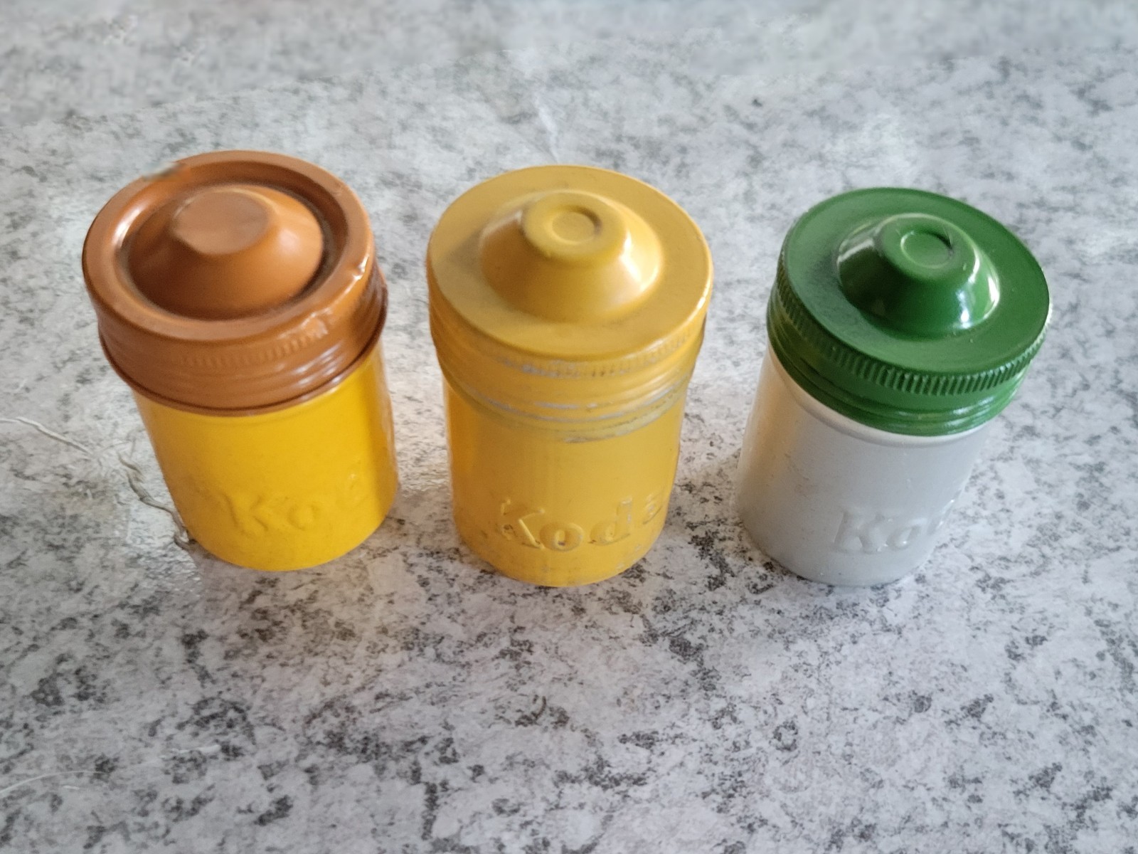 VTG Lot of 3 Kodak 35mm Film Roll Embossed Container Metal Tin Can Canister