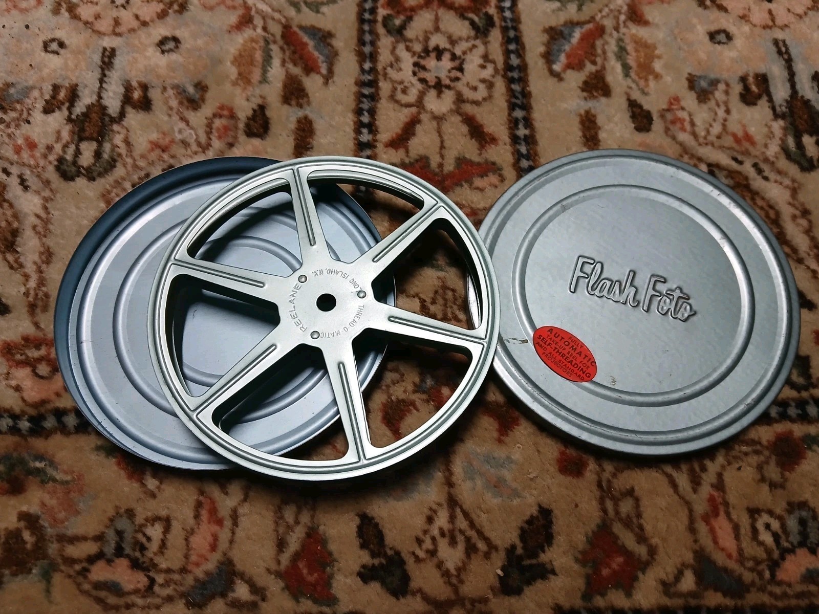 Movie Film Reel Vintage Canister, 1 Empty Reel 8 mm, Gray Metal, Flash Foto