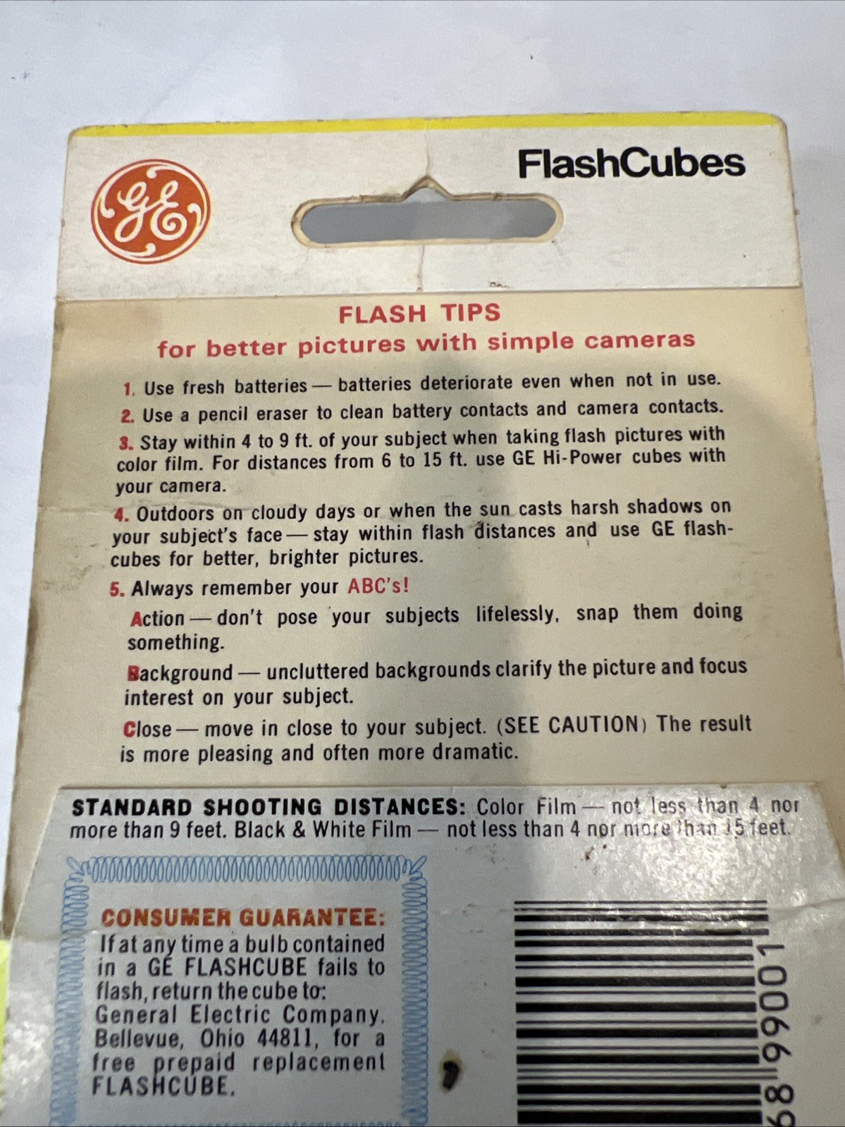 Vintage G.E. FlashCubes 3 Cubes Original Box General Electric Camera Flash USA