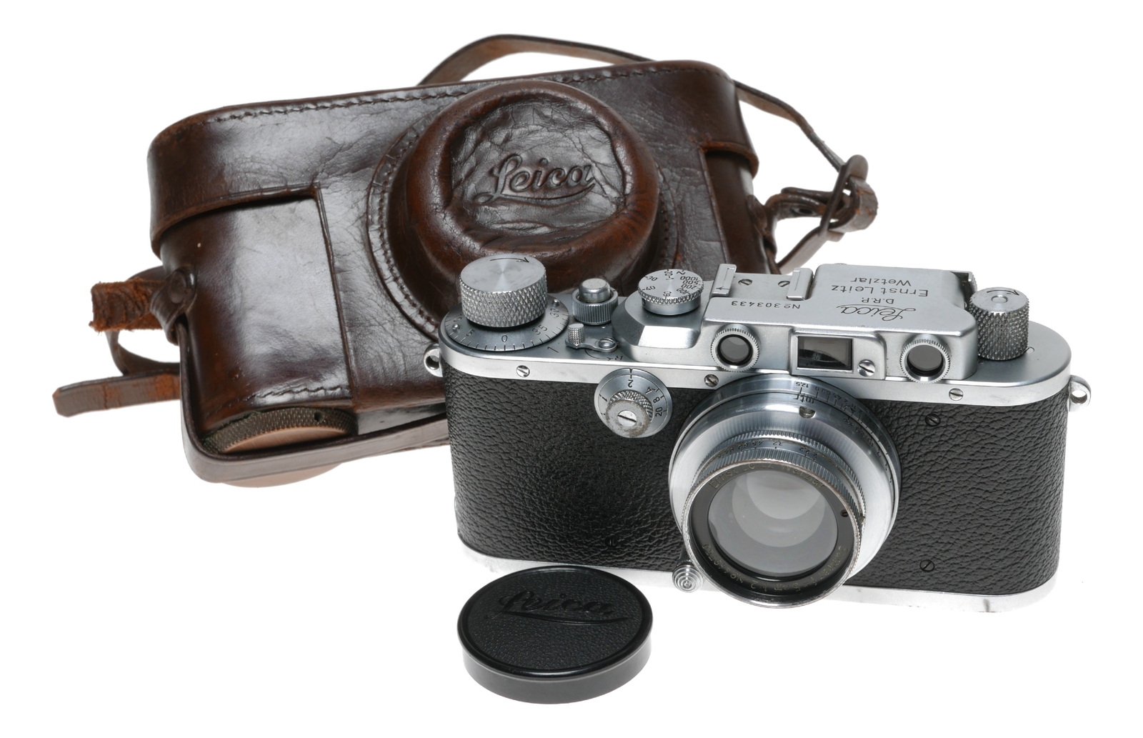 Leica IIIa LTM Leitz film camera Summar f=5cm f2 lens case cap