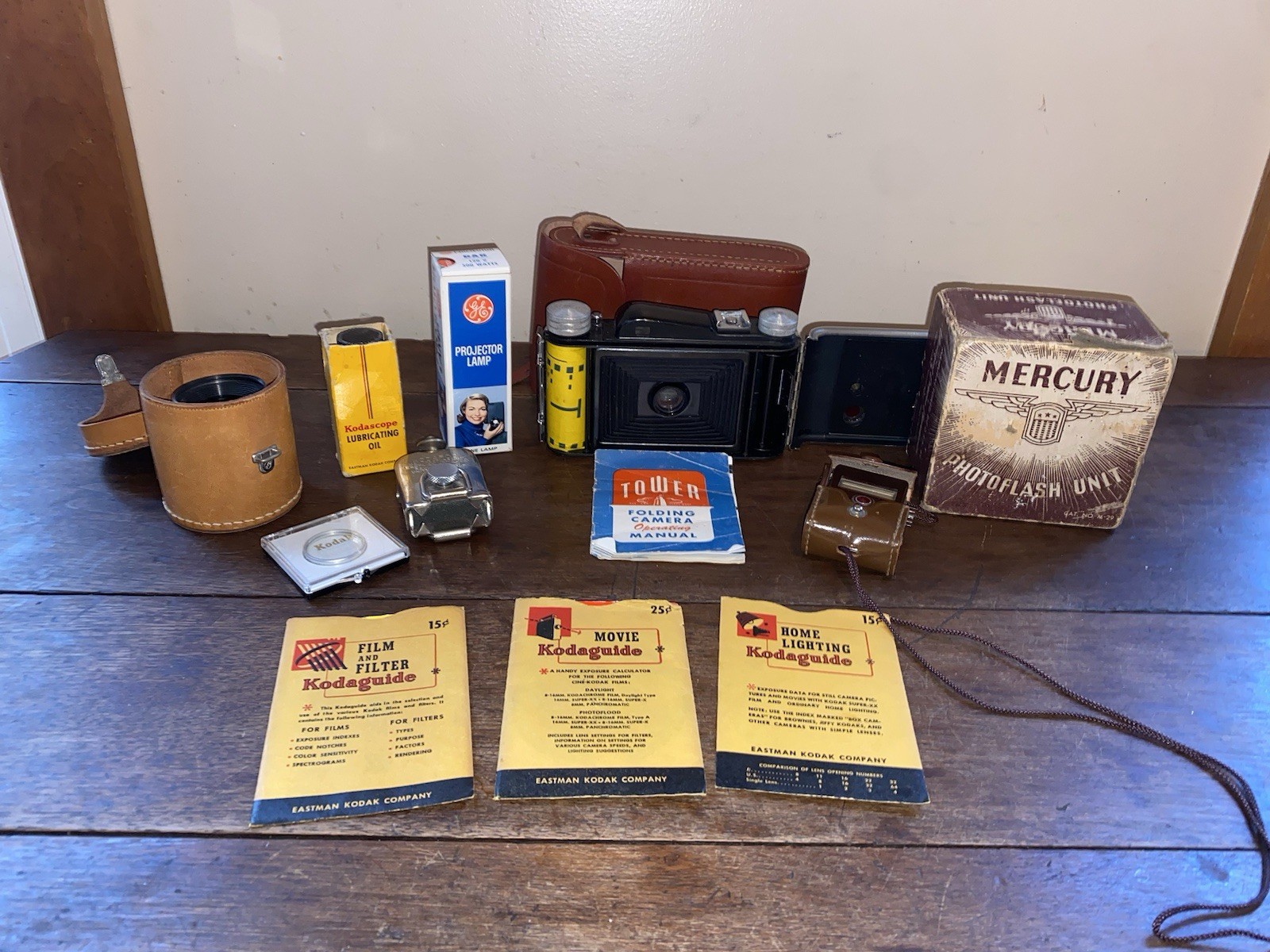 Vintage Tower Folding Camera and Camera Accessories
