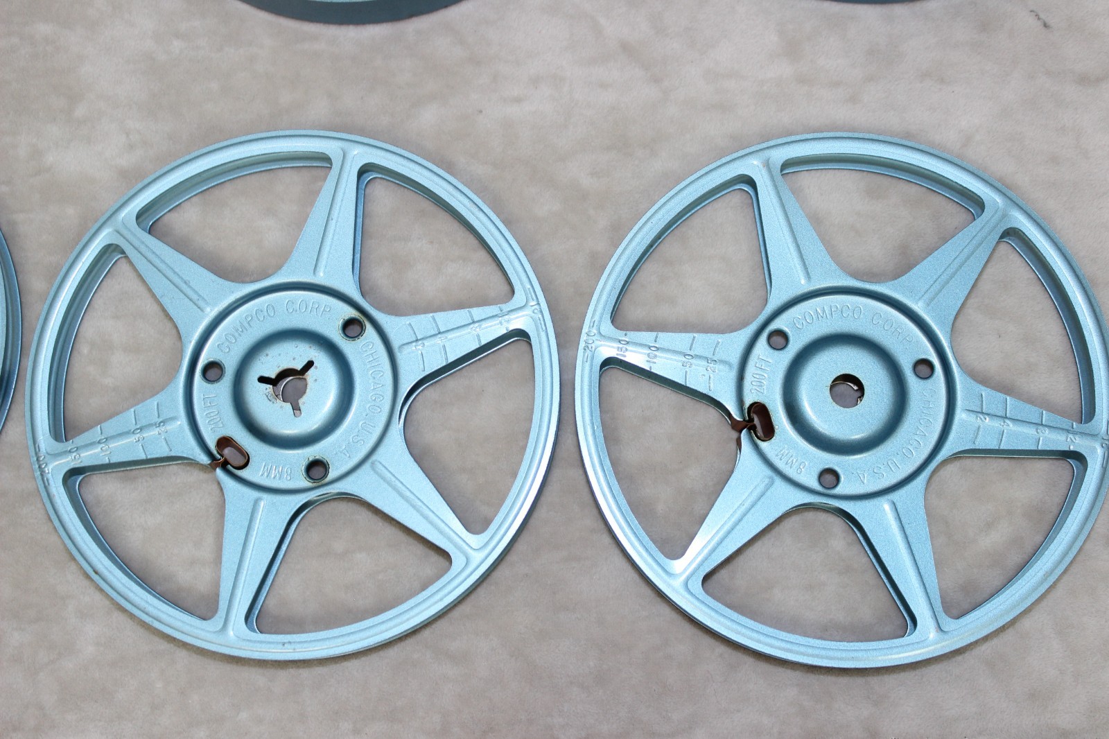 8 mm Reels and Canisters Compco 200 Feet Empty Blue Lot of 4