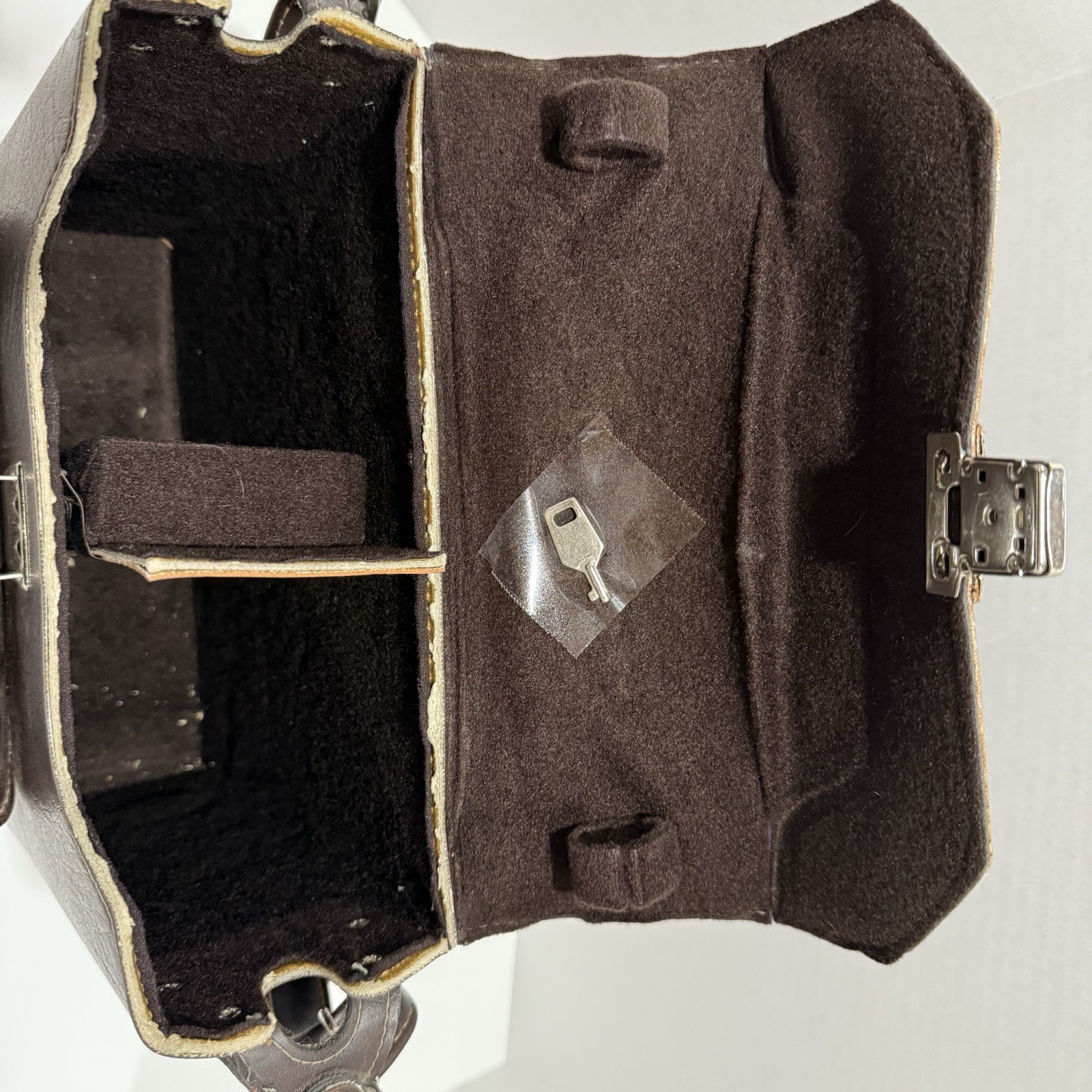 Vintage Camera/Camcorder Case, Hard Leather Two Locking Pockets With Two Keys
