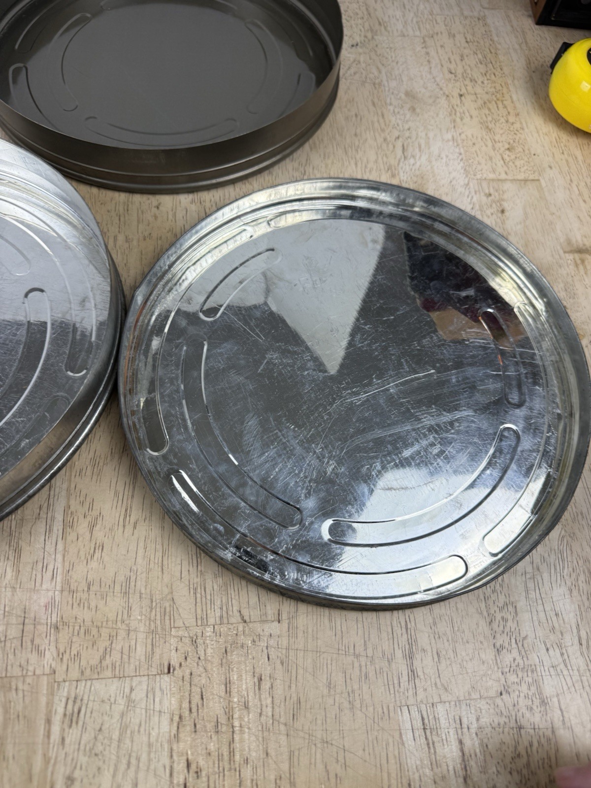 Lot of 3 Empty 16mm Metal Movie Film Canister Cans 10.5″ No Reels