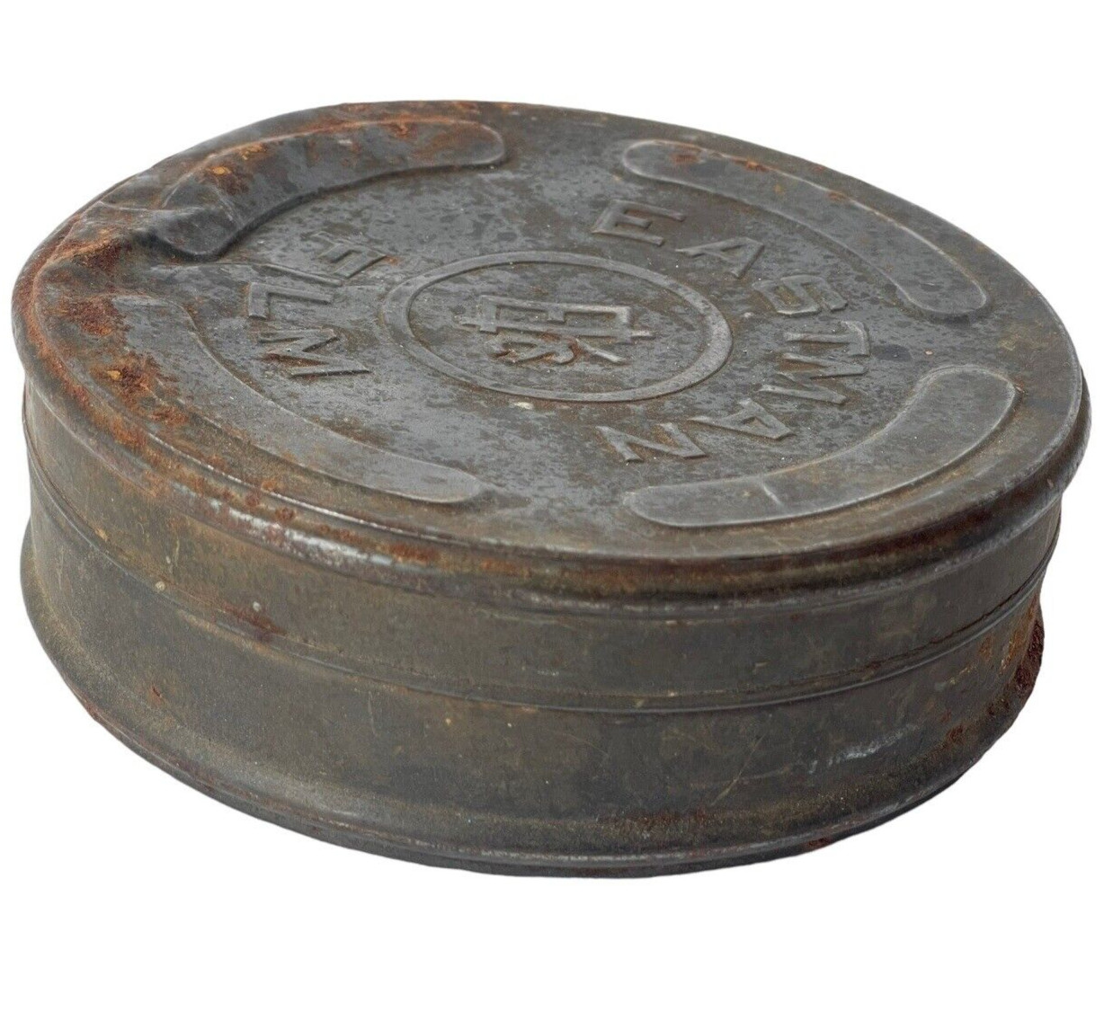 Eastman Kodak Film Cannisters Metal Two Antique Battered Rusty Containers