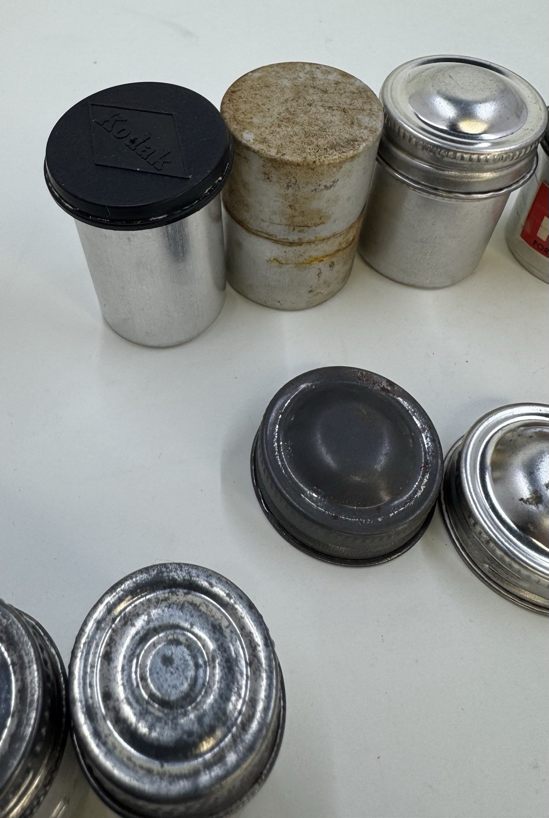 9x metal film canister for 35mm film, Kodak And Unbranded + 2 Lids