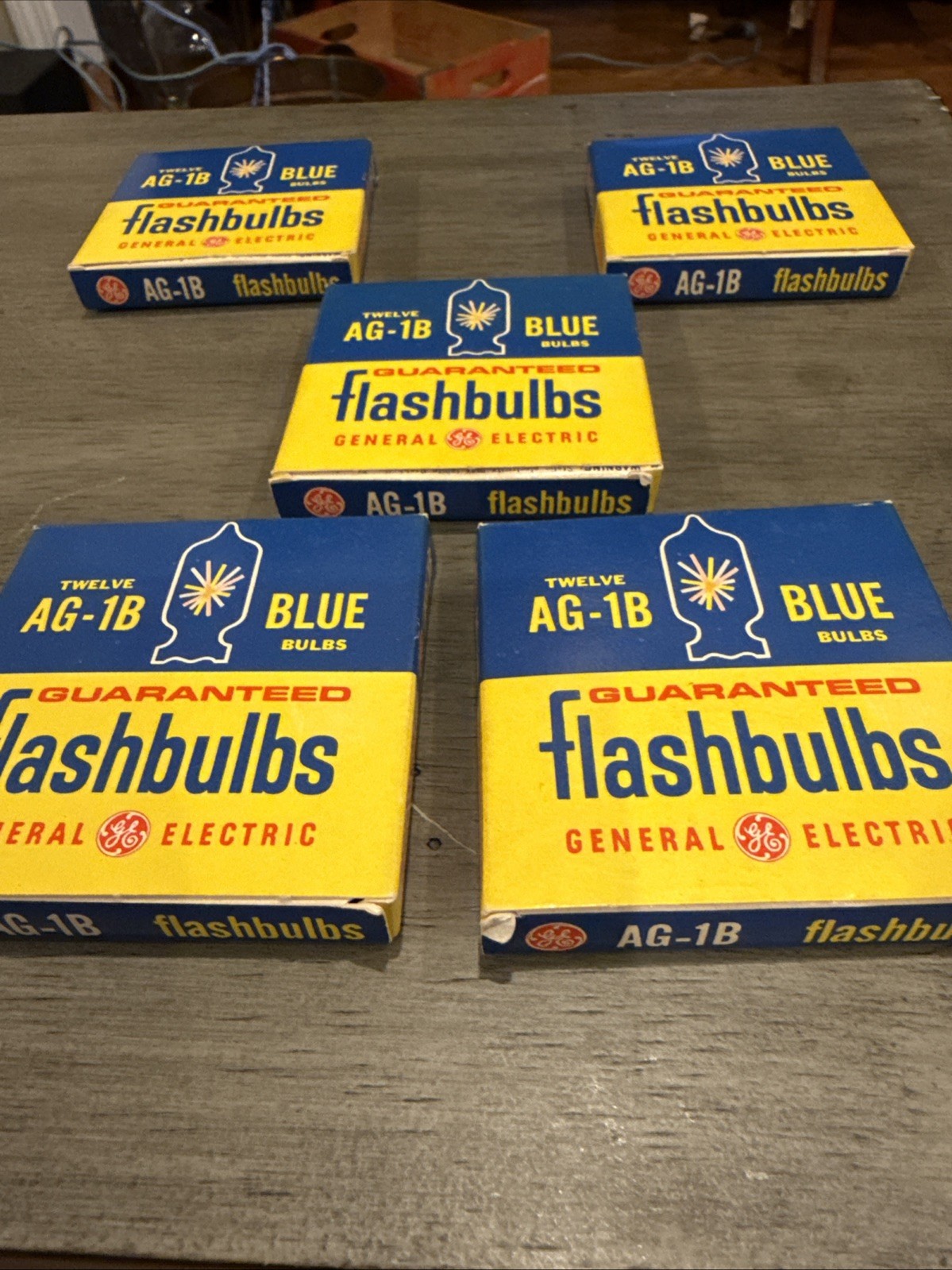 General Electric AG-1B Flashbulbs-5 Boxes Of 12/ 60 Bulbs- Vintage
