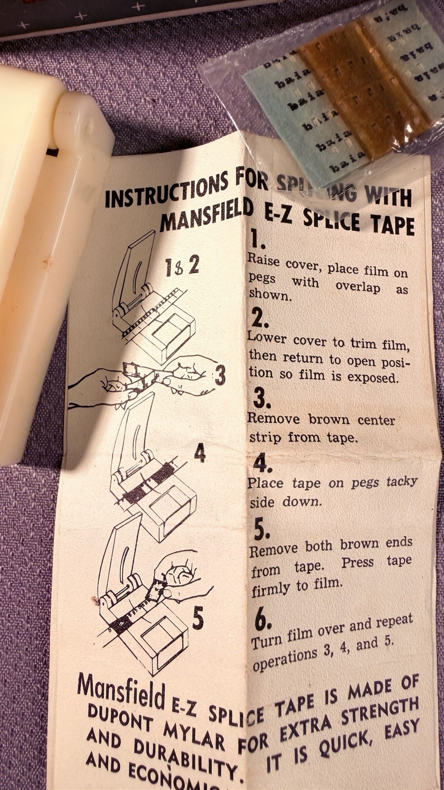Mansfield Vintage NEW Old Stock/Instructions Holiday E-Z Splice Tape Cutter USA