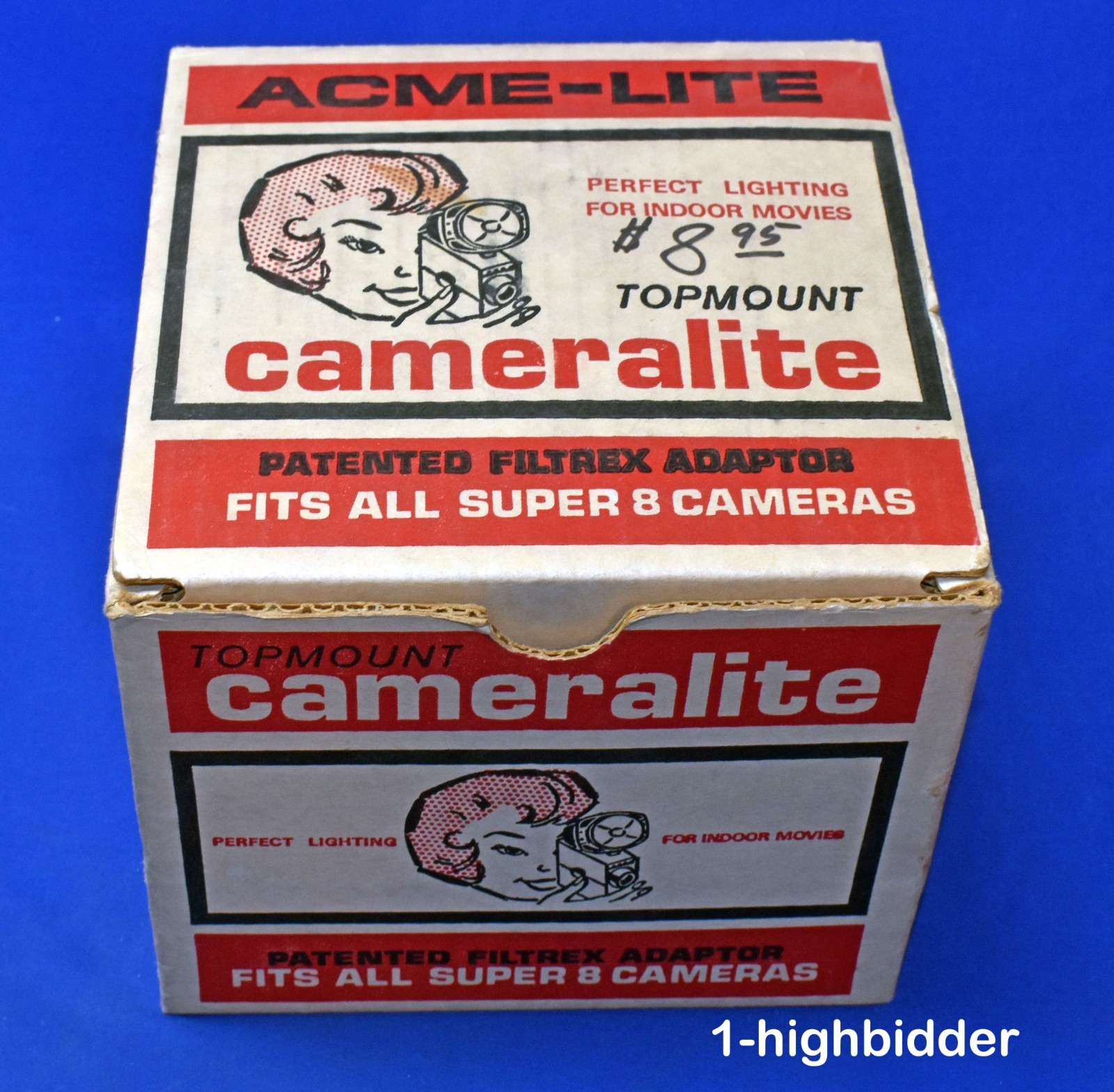 VINTAGE ACME-LITE Topmount Cameralite 91 Movie Camera Light- FITS ALL SUPER 8