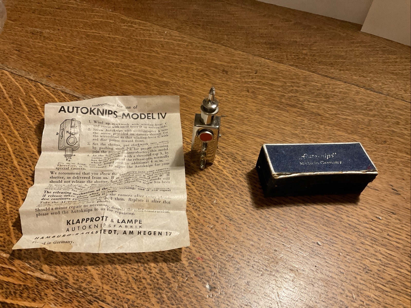 VINTAGE Klapprott Lampe Autoknips Model IV Automatic Self Timer Made in Germany