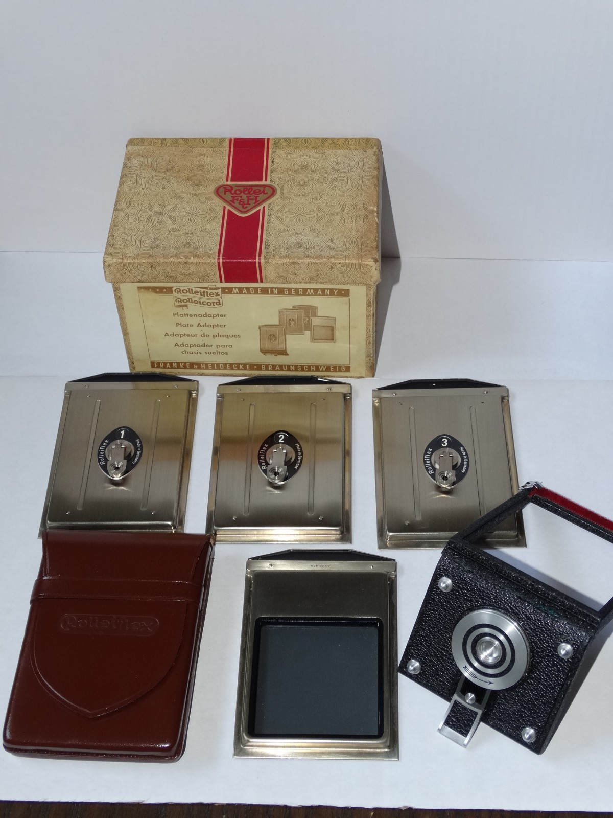 Rolleiflex Rolleicord Plate Adapter Set (12) w/ Orig Box, Germany – New, Un-used