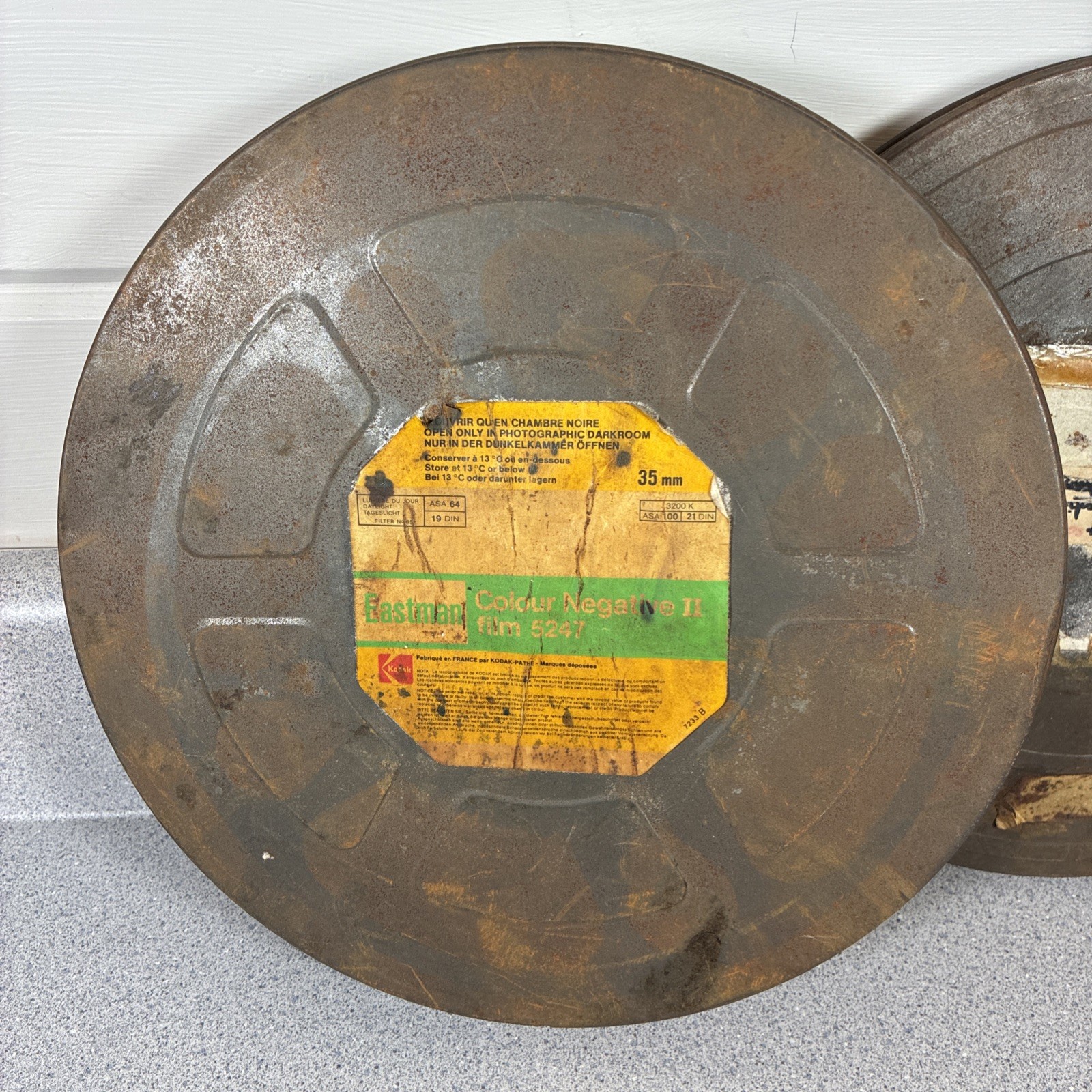 Vtg Eastman Kodak Metal Film Canister 35 Mm Movie Real Tins Goldberg Bros Reel