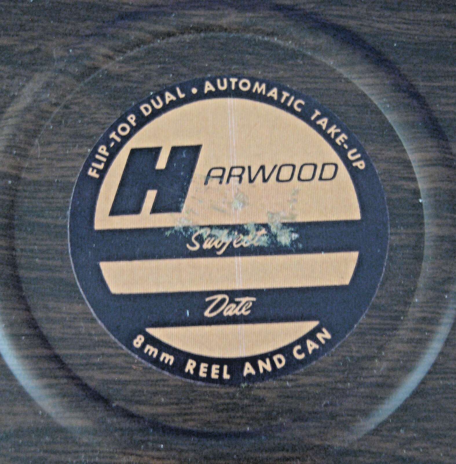 Set of 2 Harwood Film Canisters Brown Woodgrain Metal Dual 8mm Reel Can Vintage