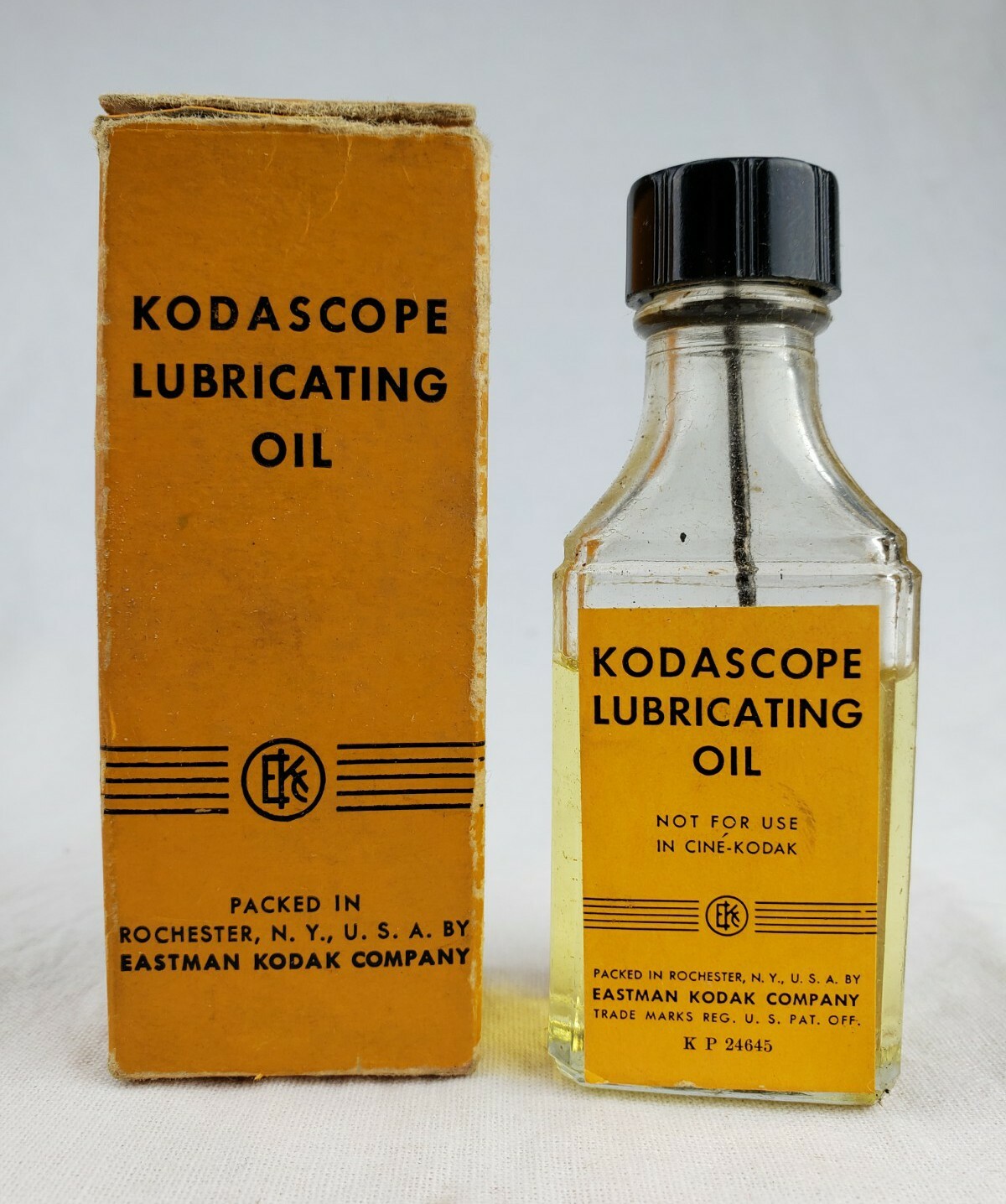 Vintage Eastman Kodak Co. Kodascope Lubricating Oil Bottle Original Label & Box
