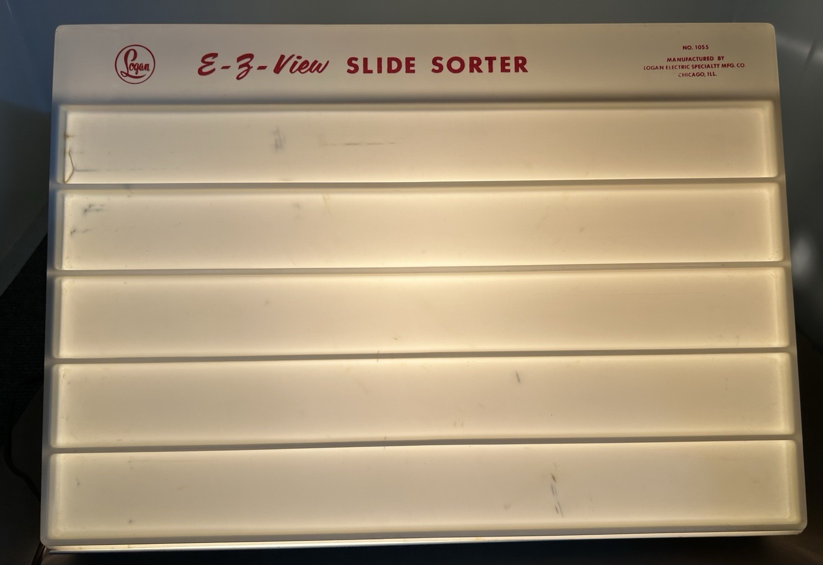 VINTAGE LOGAN ILLUMINATED SLIDE SORTER E-Z VIEW ORIGINAL BOX AND LIGHT 1055