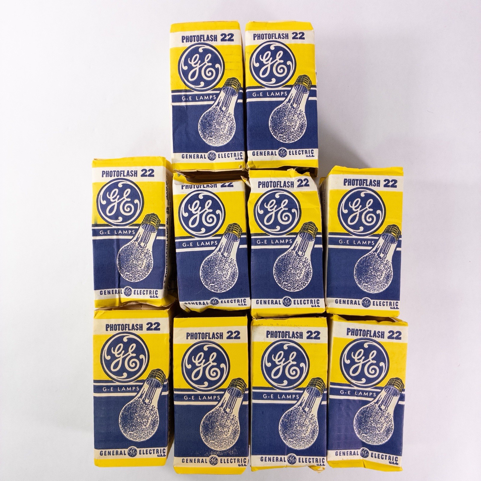 10 GE Photoflash 22 Lamps General Electric Camera Photo Flash Bulbs