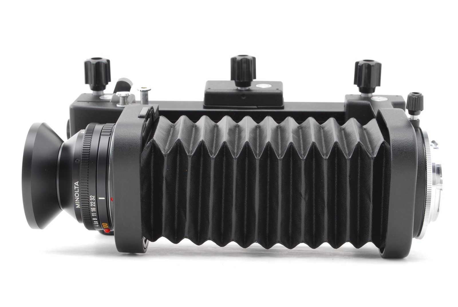 [Top MINT] Minolta Auto Bellows Macro Rokkor 100mm F/4 Lens + Bellows From JAPAN