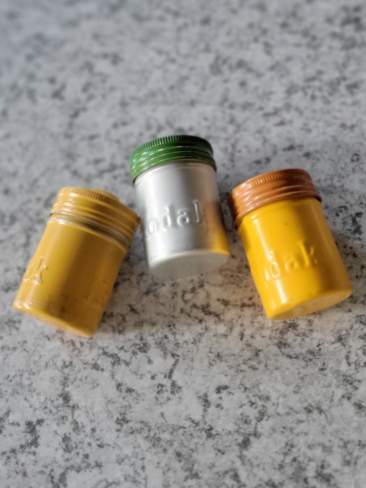 VTG Lot of 3 Kodak 35mm Film Roll Embossed Container Metal Tin Can Canister