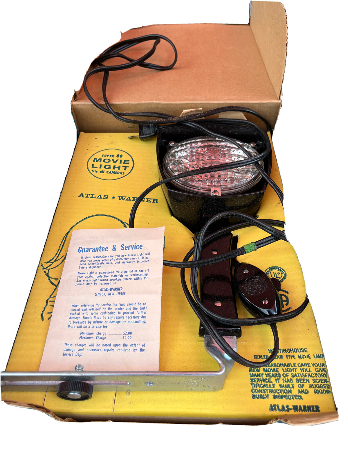 Vintage Super 88 650 Watt Sealed Beam Movie Light w/Original Box by Westinghouse