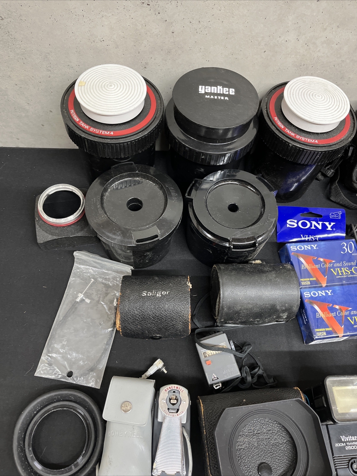 Vintage Lot Of Camera Accessories, Lenses, And Flashes