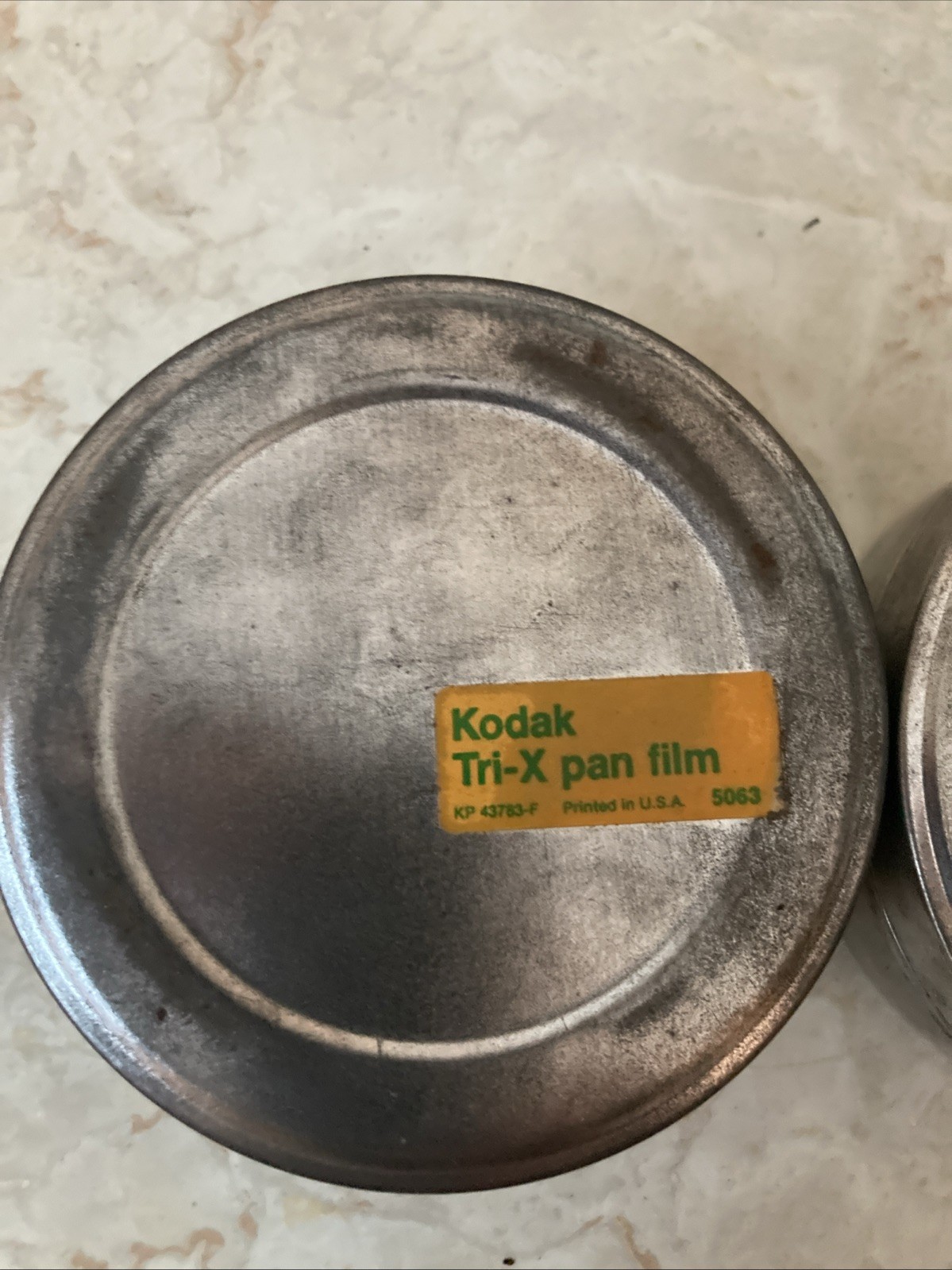 2 Empty Metal Kodak Tri- X Pan Film Round Tin Canisters 4” X 1 1/2”