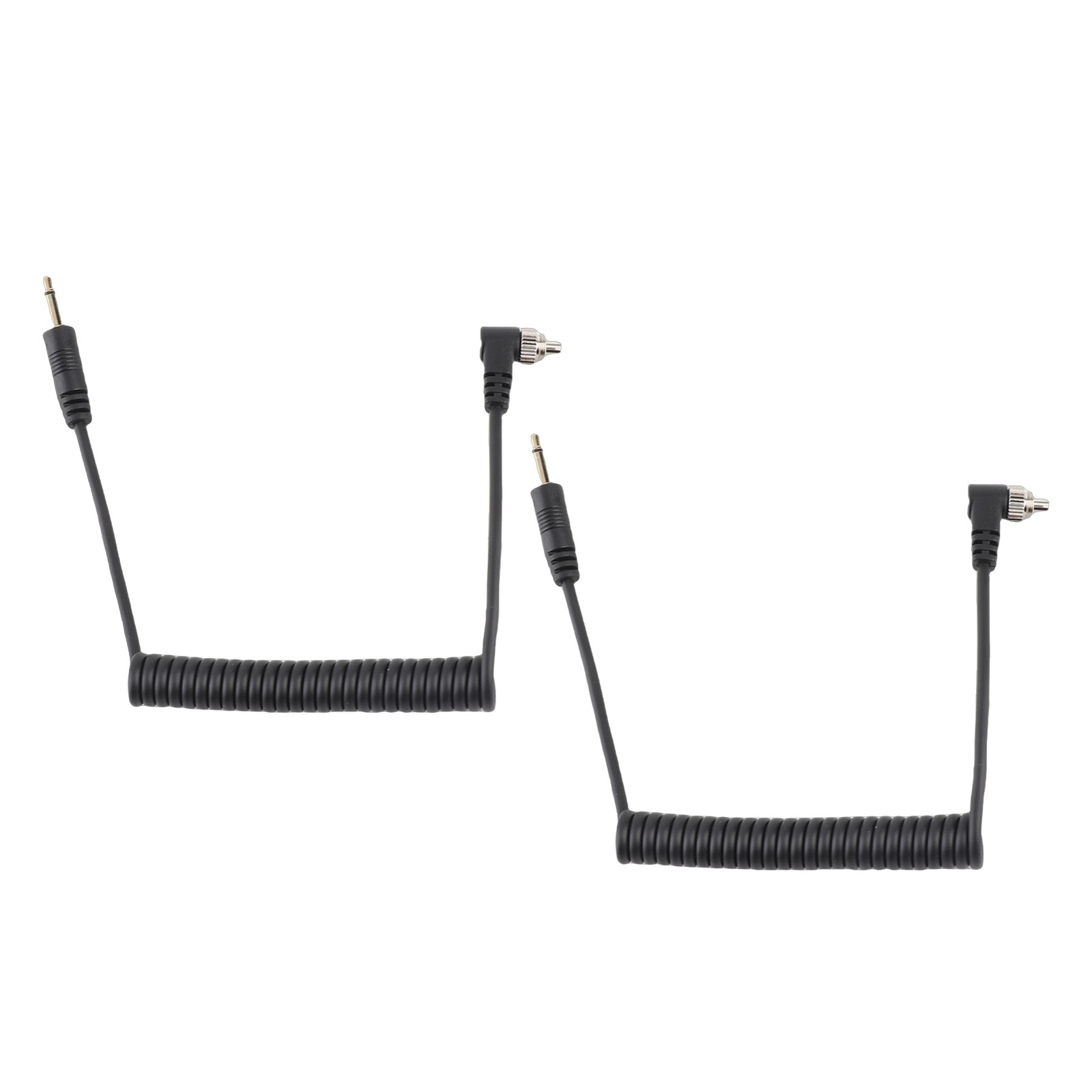 2pcs Universal 3.5mm To Male Flash PC Sync Cable Coiled Cord With Screw Lock For