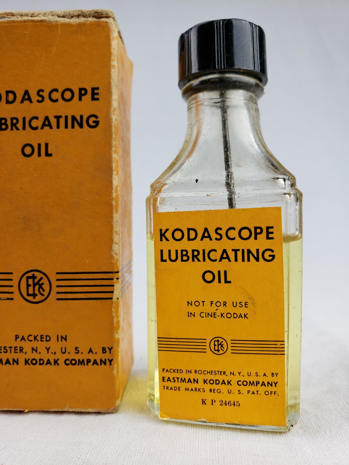 Vintage Eastman Kodak Co. Kodascope Lubricating Oil Bottle Original Label & Box