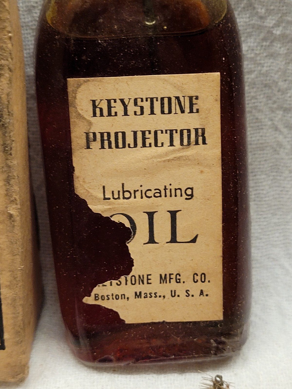 Old Keystone Projector Lubricating Oil in the Original Bottle & Box Boston Mass