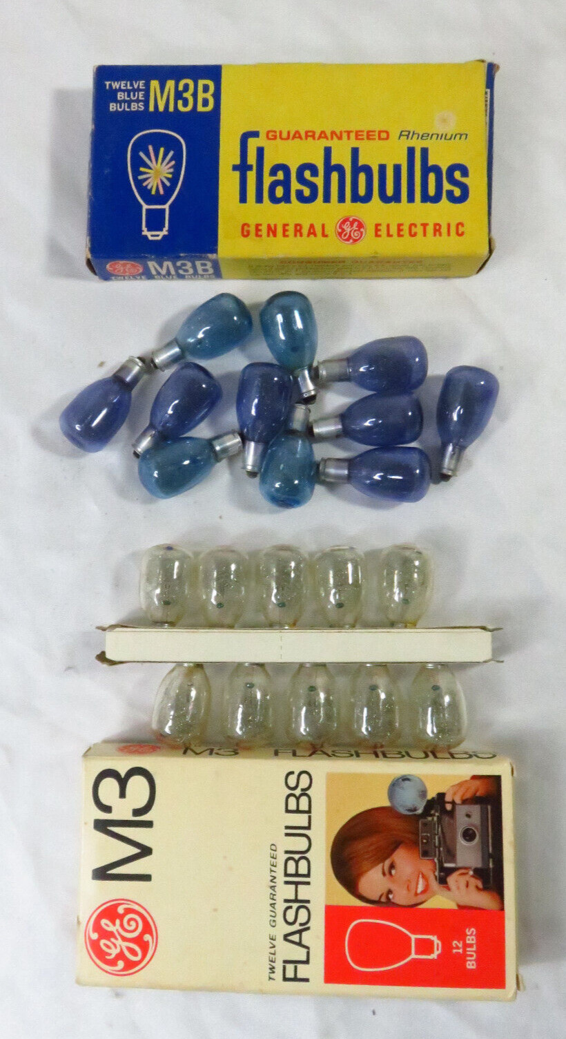 LOT OF 21 vtg Flash Bulbs – GE M3 + M3B w/ boxes