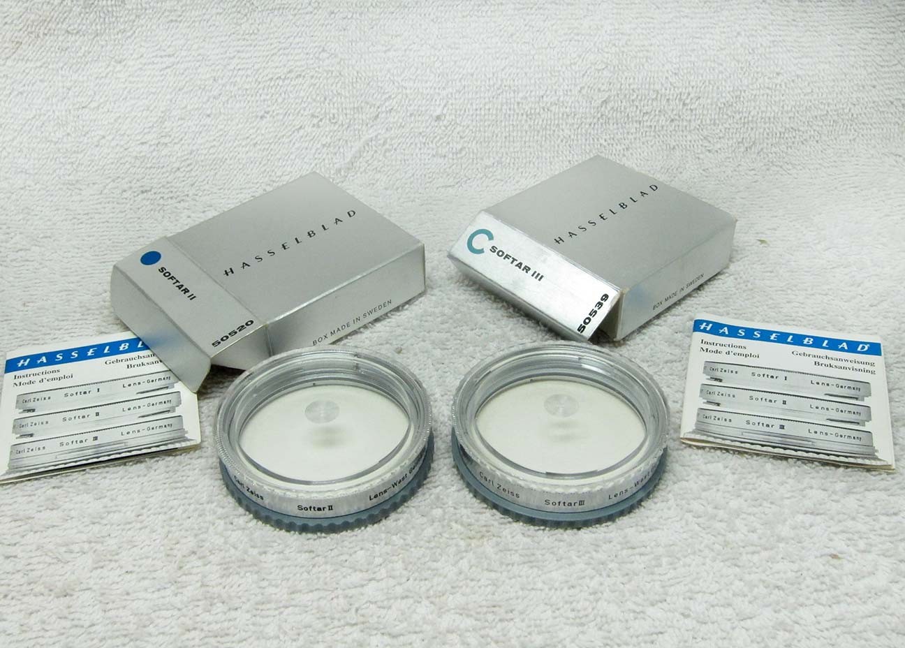 TWO Hasselblad/Zeiss 50/B57 SOFTAR II & III FILTERS. 80mm Planar. MINTY w/Box
