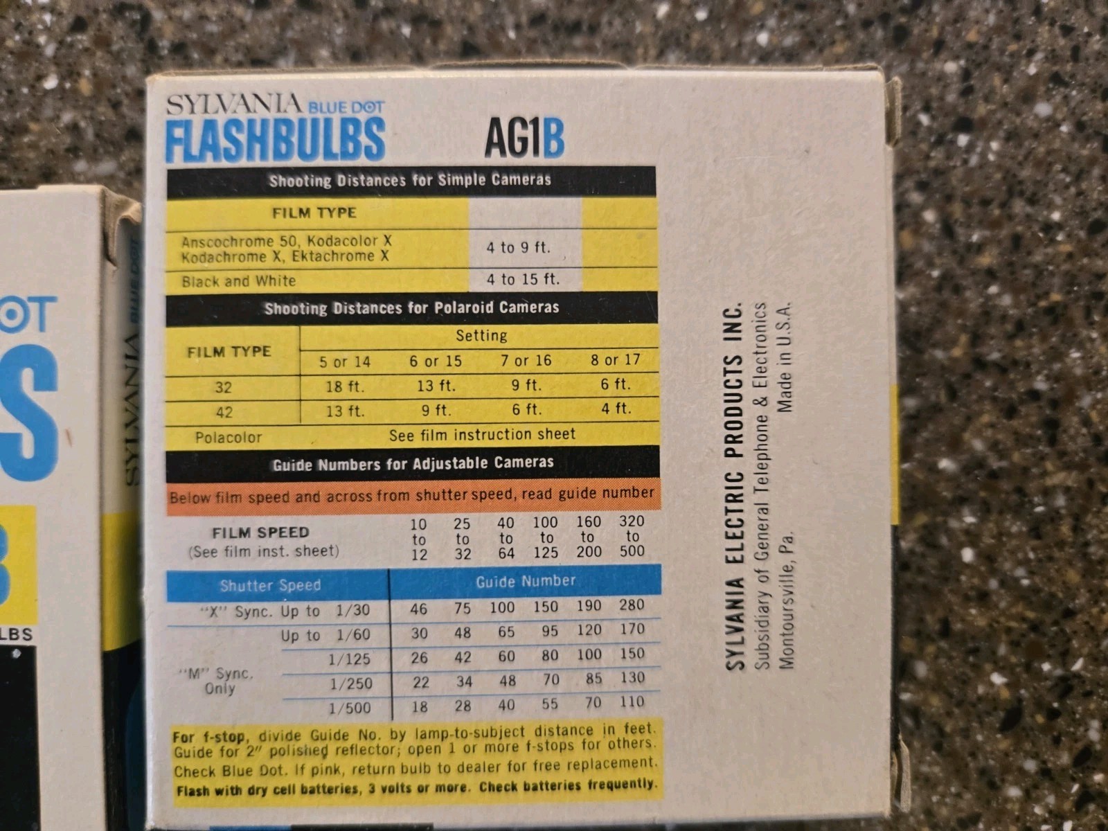NOS Vintage Sylvania AG1B Blue Dot Flash Bulbs 5 Boxes 60 Lamps