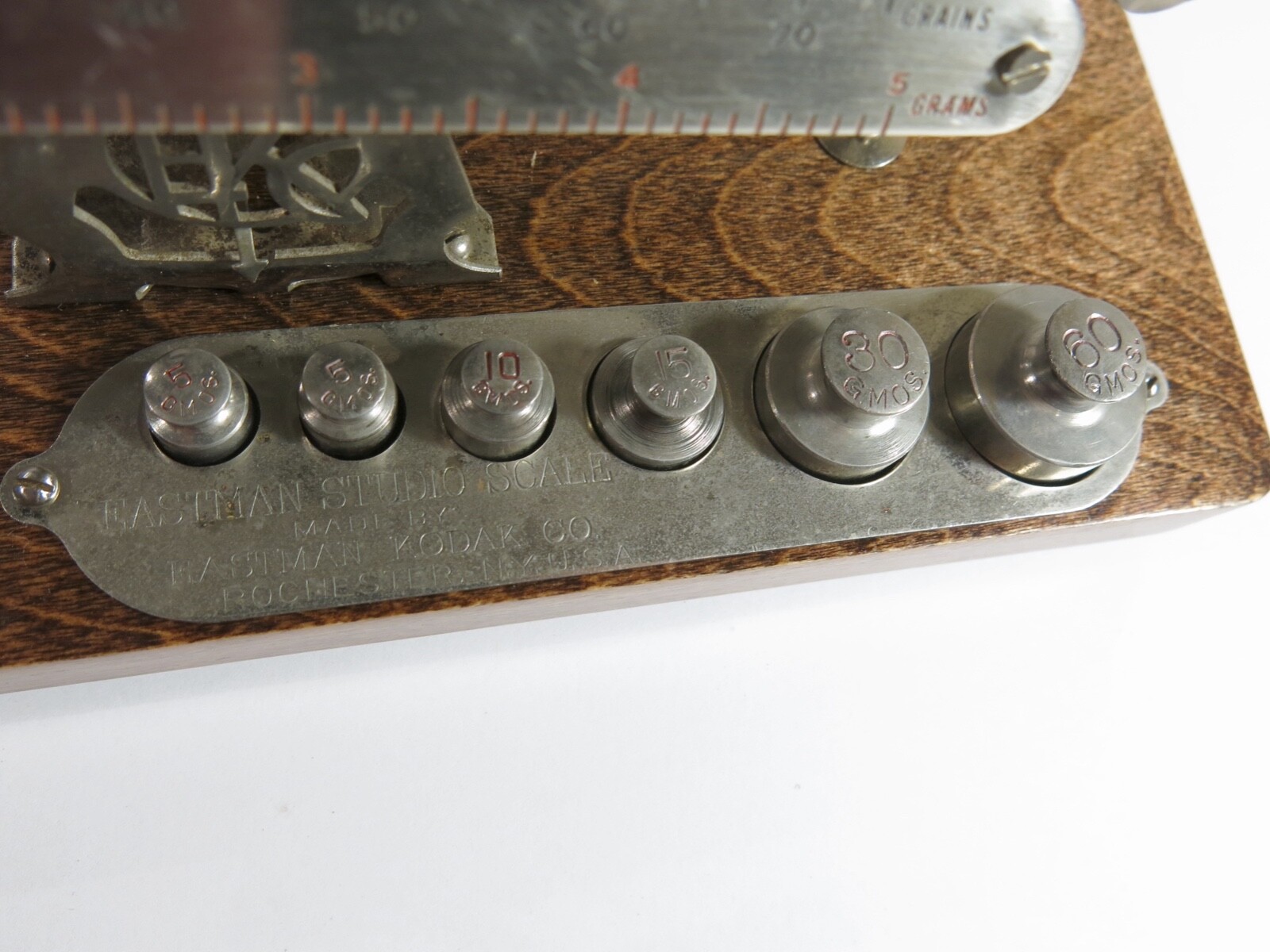 RARE Antique Kodak Studio Scale with Metric Weights and Pans — Refinished Base