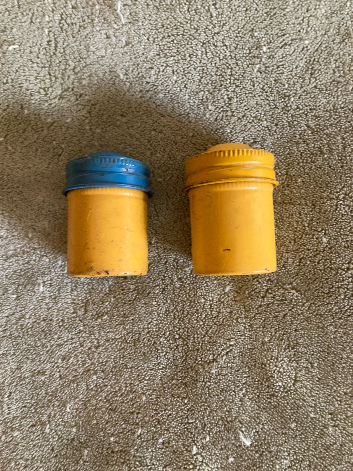 Kodak 35mm Film Roll Embossed Container Lot of 2 Metal Tin Can Canister Vintage