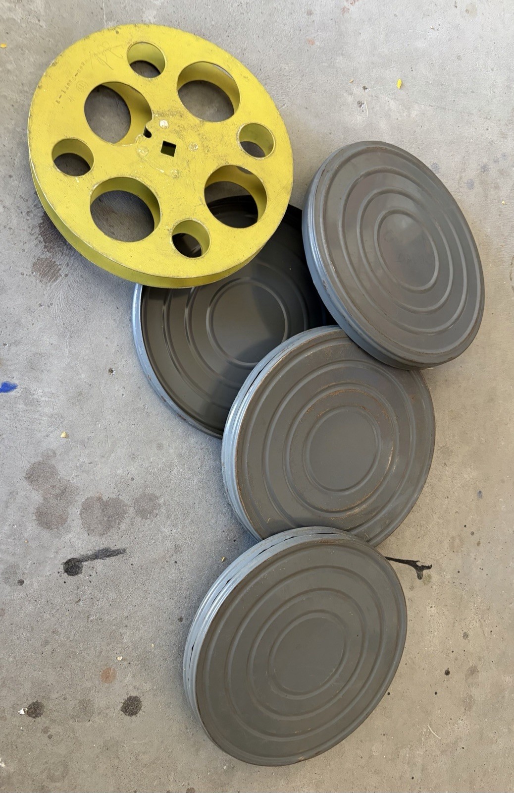 Vintage Metal Movie Film Reels & Film Canisters Lot (Empty Reels)