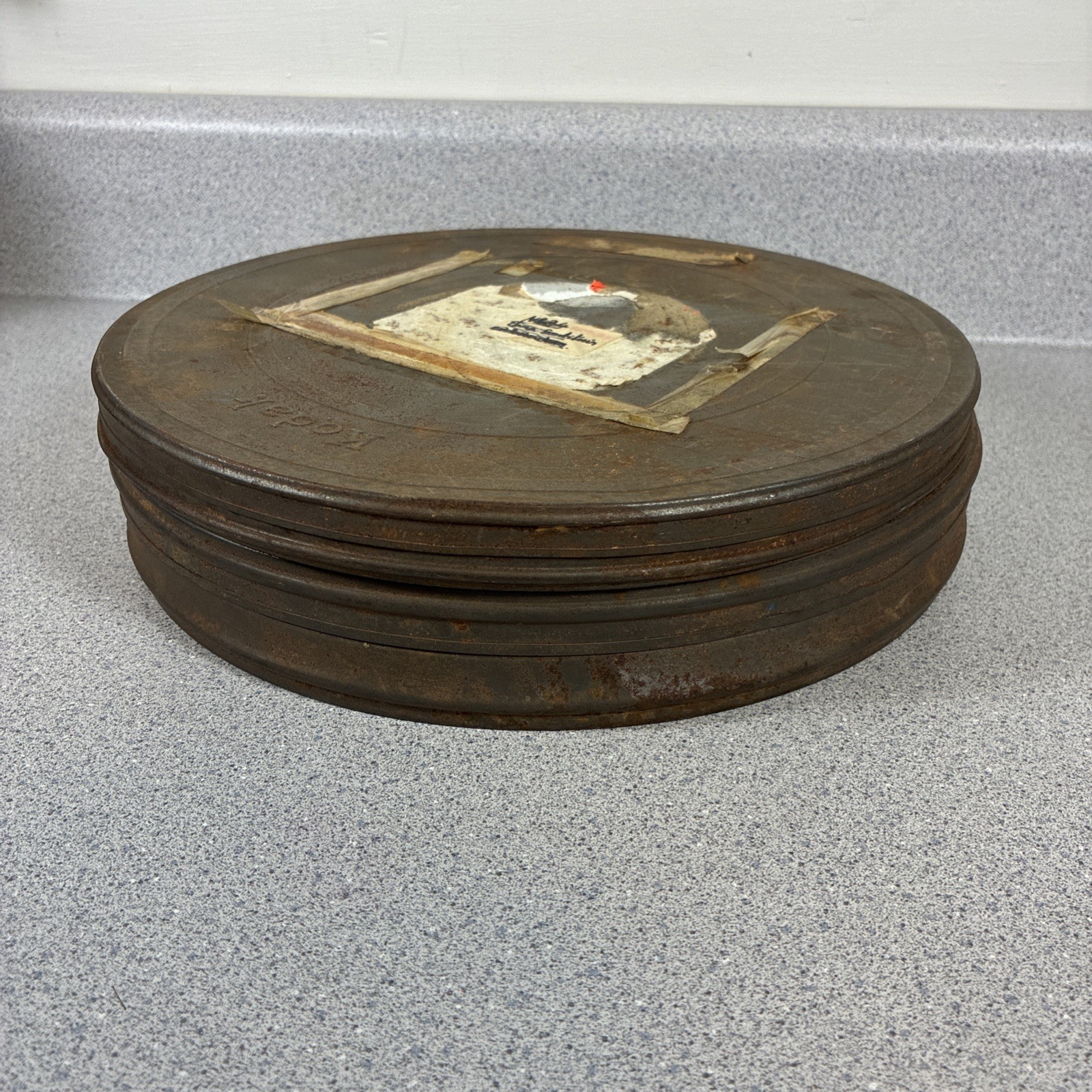 Vtg Eastman Kodak Metal Film Canister 35 Mm Movie Real Tins Goldberg Bros Reel