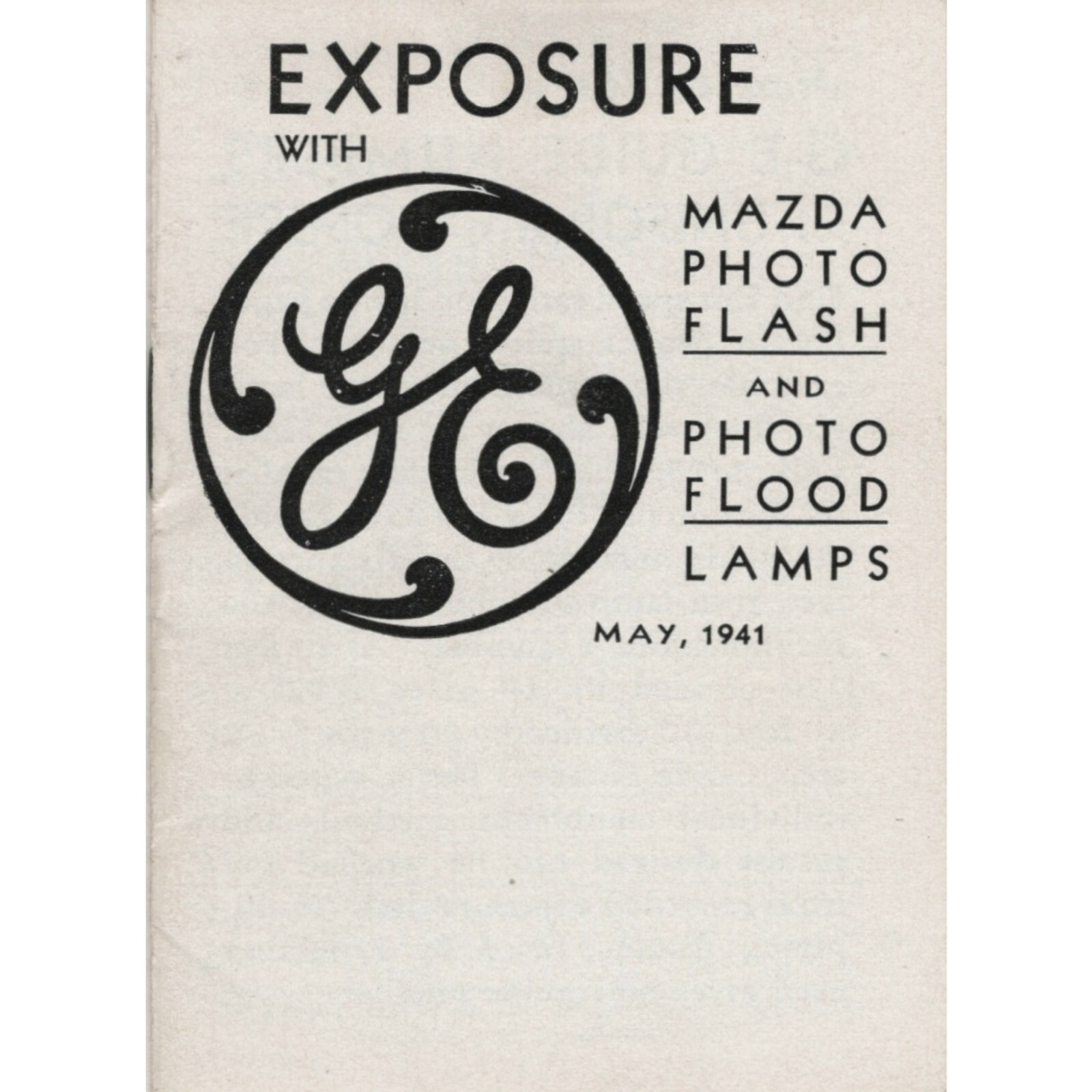 GE Mazda 1941 Exposure Guide General Electric Photo Flood Lamps Flash Bulb VTG.