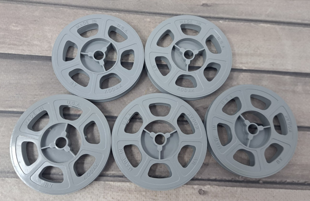 Lot 5 Vintage Kodak 3″ 8mm Movie Film Reels Gray Tenite Made in USA