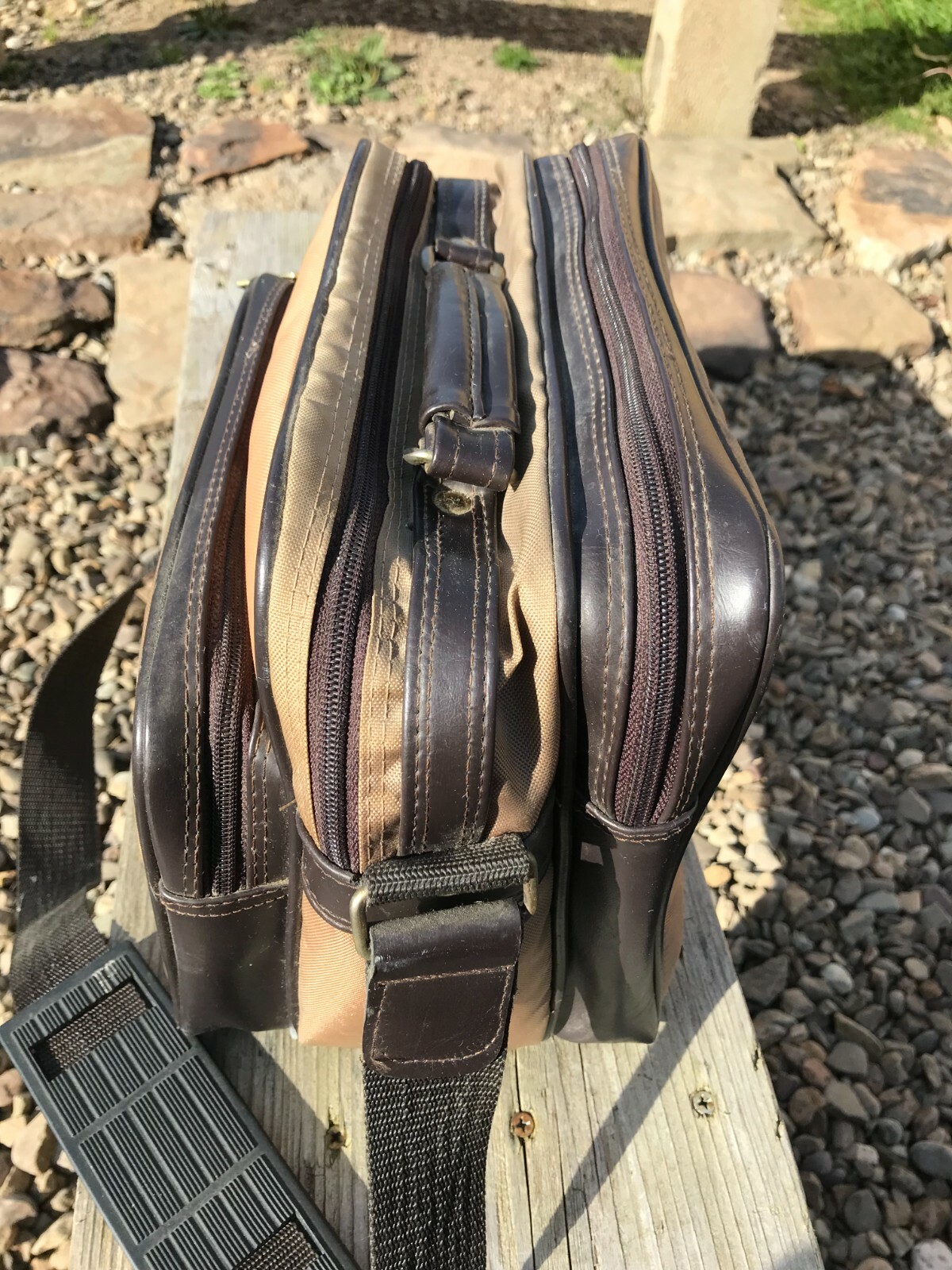 Vintage 1980’s Camera Case Two Tone Brown Padded Used Shoulder Strap