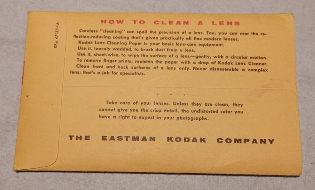 Kodak Lens Cleaning Paper & Solution Set, Original Vintage USA