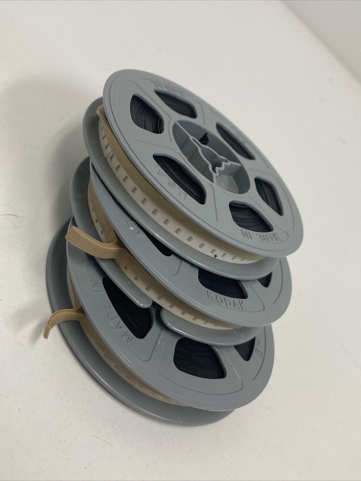 Vintage Super 8 Gray Plastic 3″ 50ft Film Reel Kodak Made in USA Lot Of 3