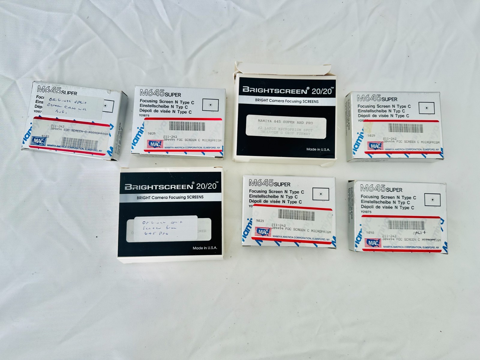 Mamiya M645 Super Focusing Screen Lot + Brightscreen 2020 Screens