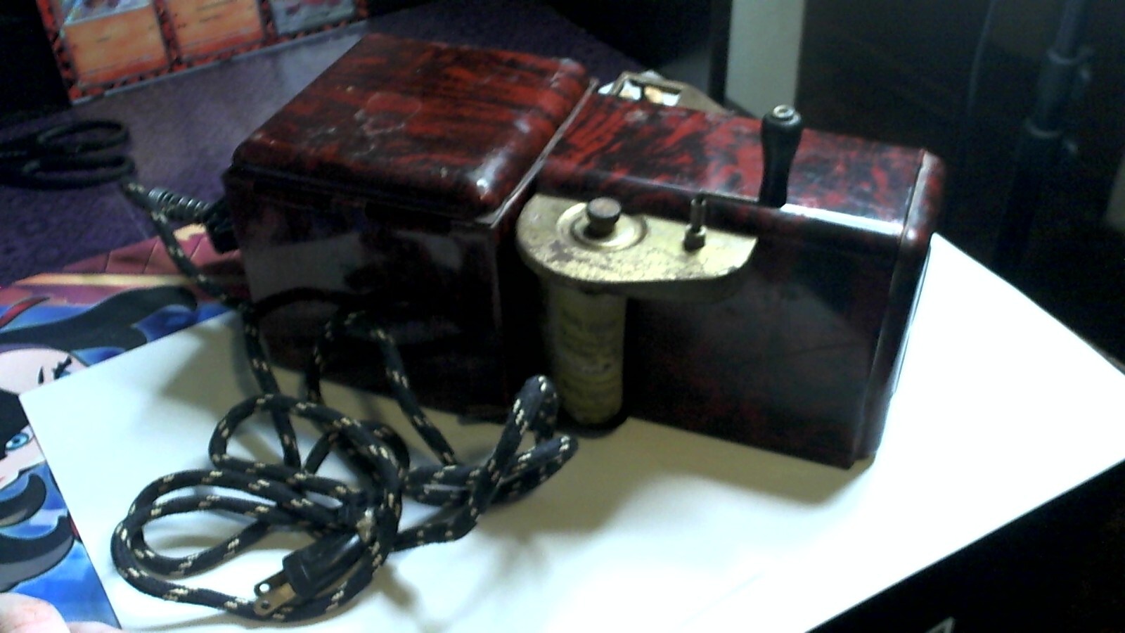 Vintage Hand Crank Lantern Projector Duracolor film Uncle sams paper film LOOK !