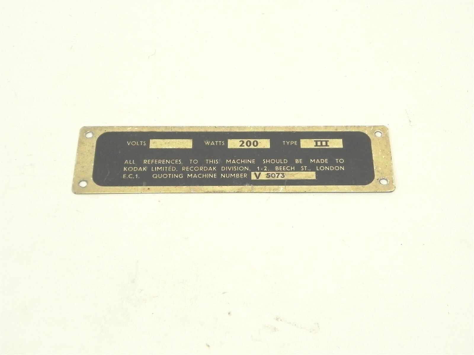 VINTAGE 1960’S KODAK RECORDAK MODEL A.H.3. LIBRARY READER NAMEPLATE AND 3 OTHERS